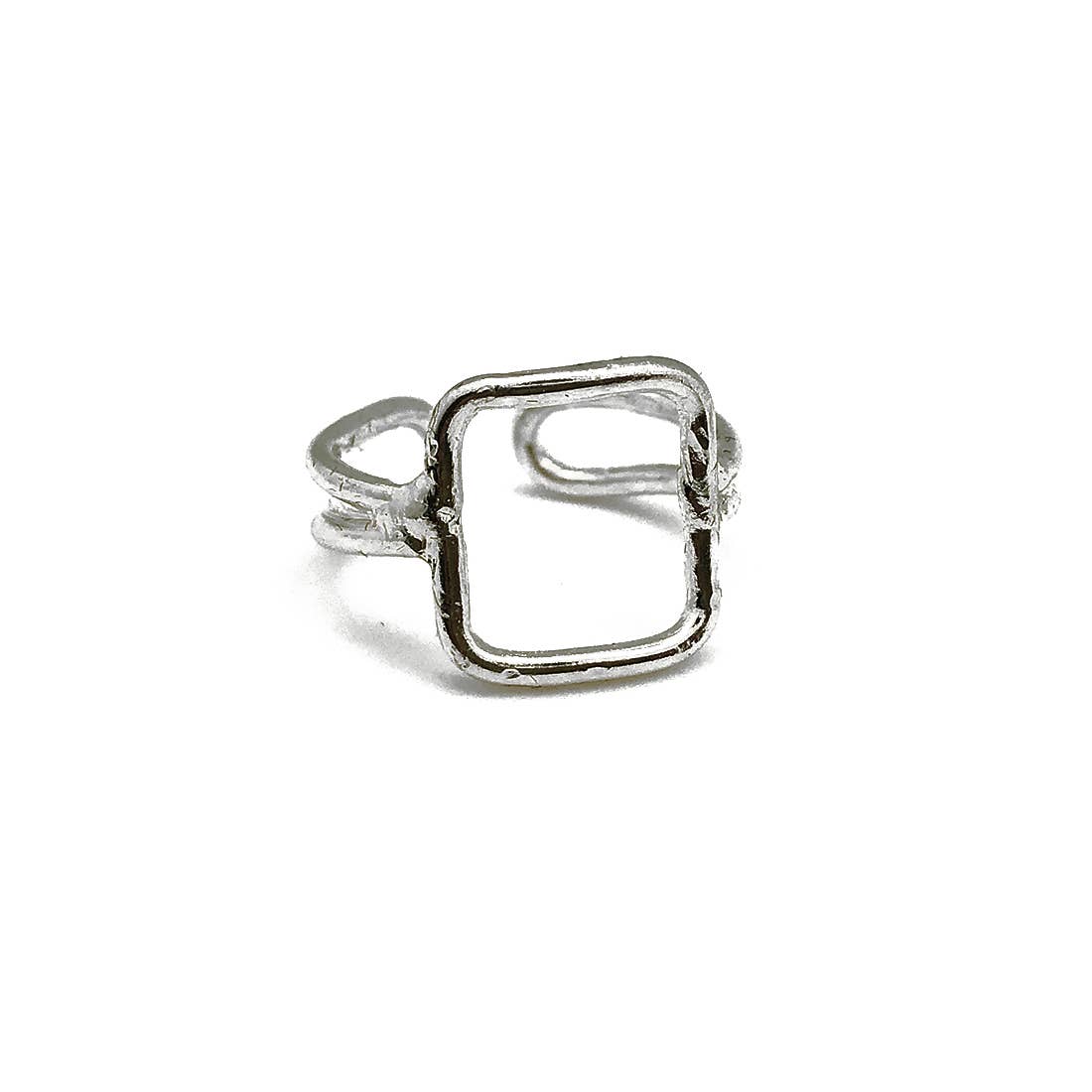Silver Plated Adjustable Ring - Open Square