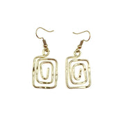 Gold Plated Earrings - Smaller Size Square Spiral