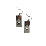 Pewter Earrings - Running Horses in Rectangle