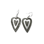 Pewter Earrings - Tall Heart