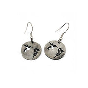 Pewter Earrings - Hummingbird and Flower