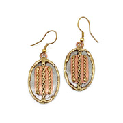 Mixed Metal Earrings - Braided Rectangle in Oval