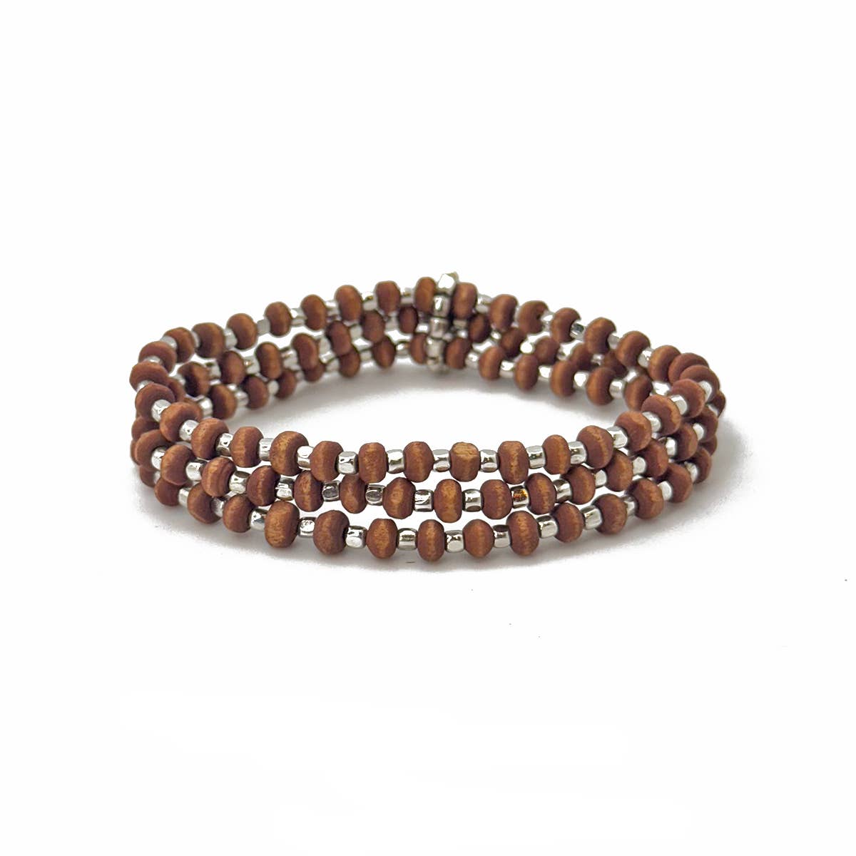 Sachi Wood Bead Wrap Bracelet - Brown