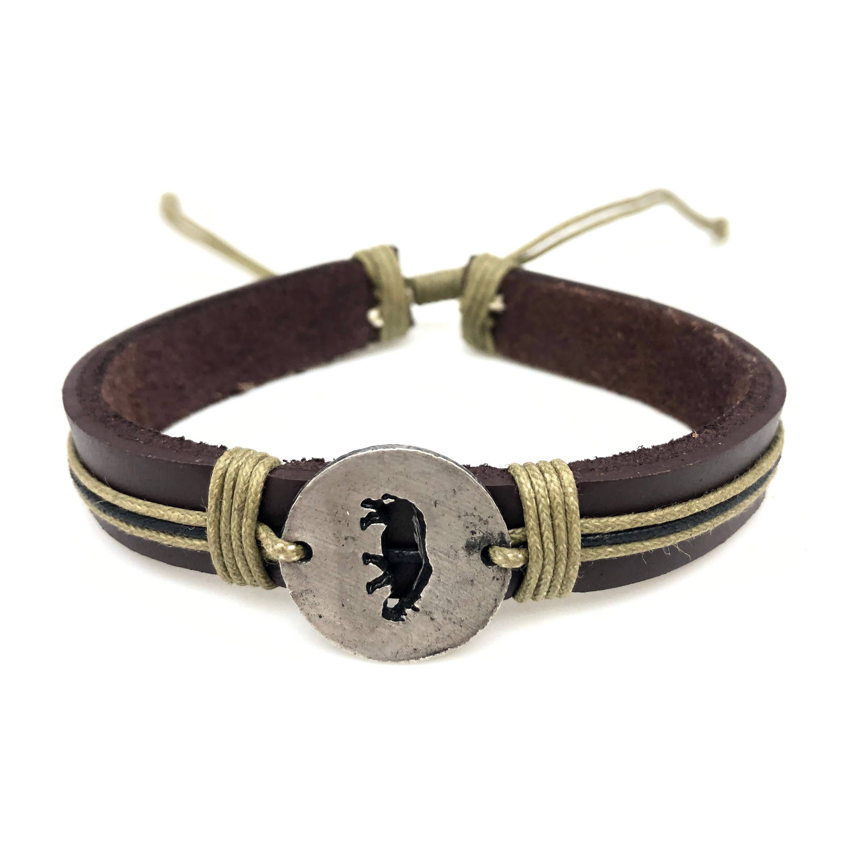 Pull Tie Leather Bracelet - Rhinoceros