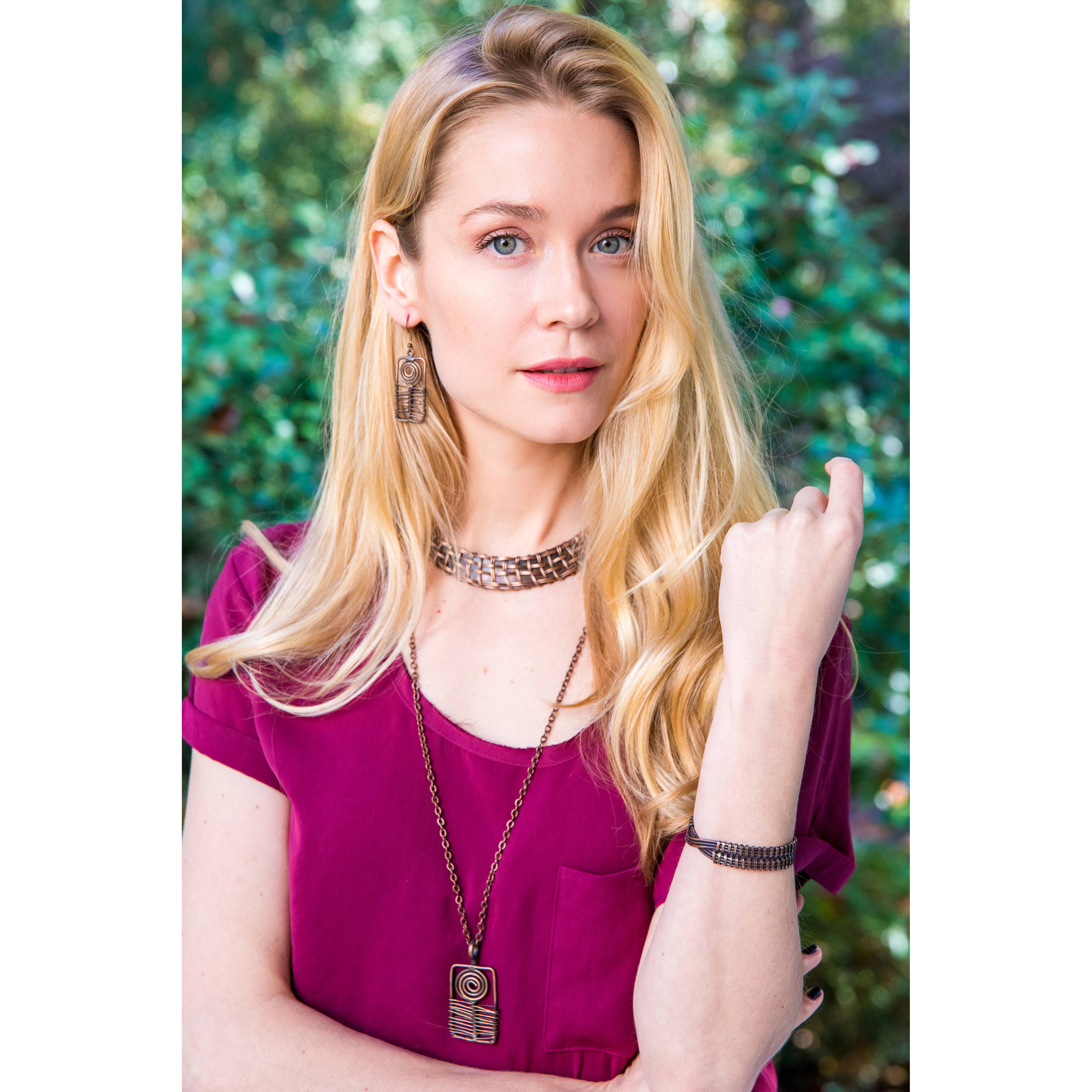 Basketweave Rectangle Pendant Necklace