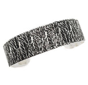 Herringbone Silver Engraved Cuff Bracelet