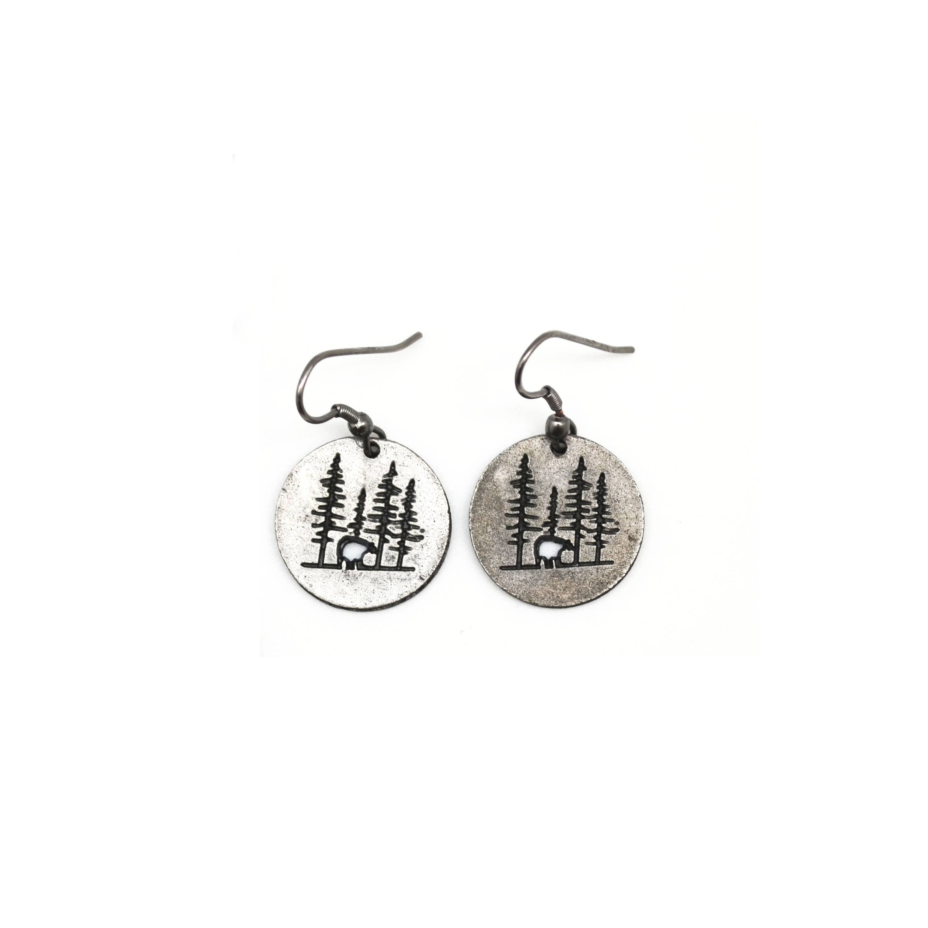 Pewter Earrings - Bear in the Woods