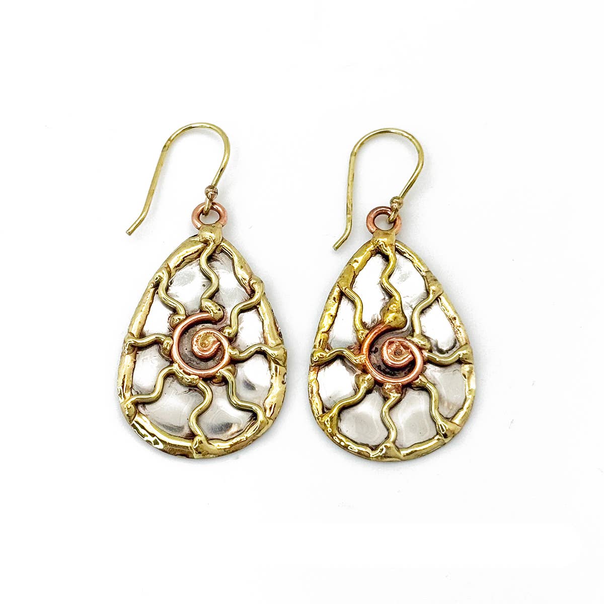 Handcrafted Mixed Metal Sun Earrings