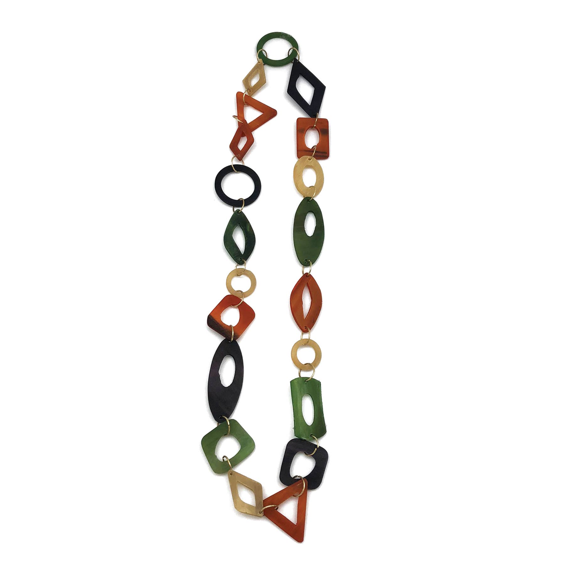 Omala Necklace - Variety of Beads in Orange/Green/Purple