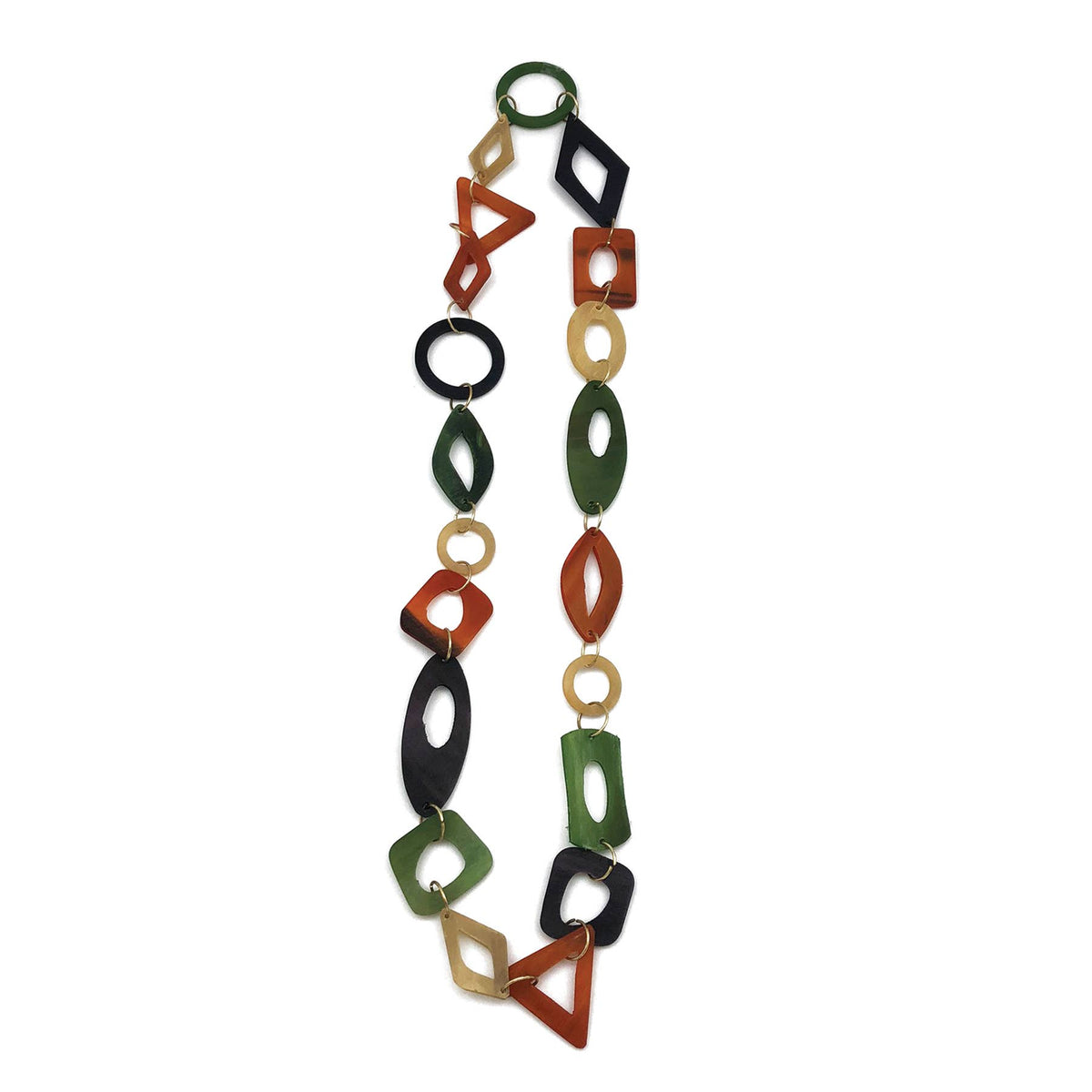 Omala Necklace - Variety of Beads in Orange/Green/Purple
