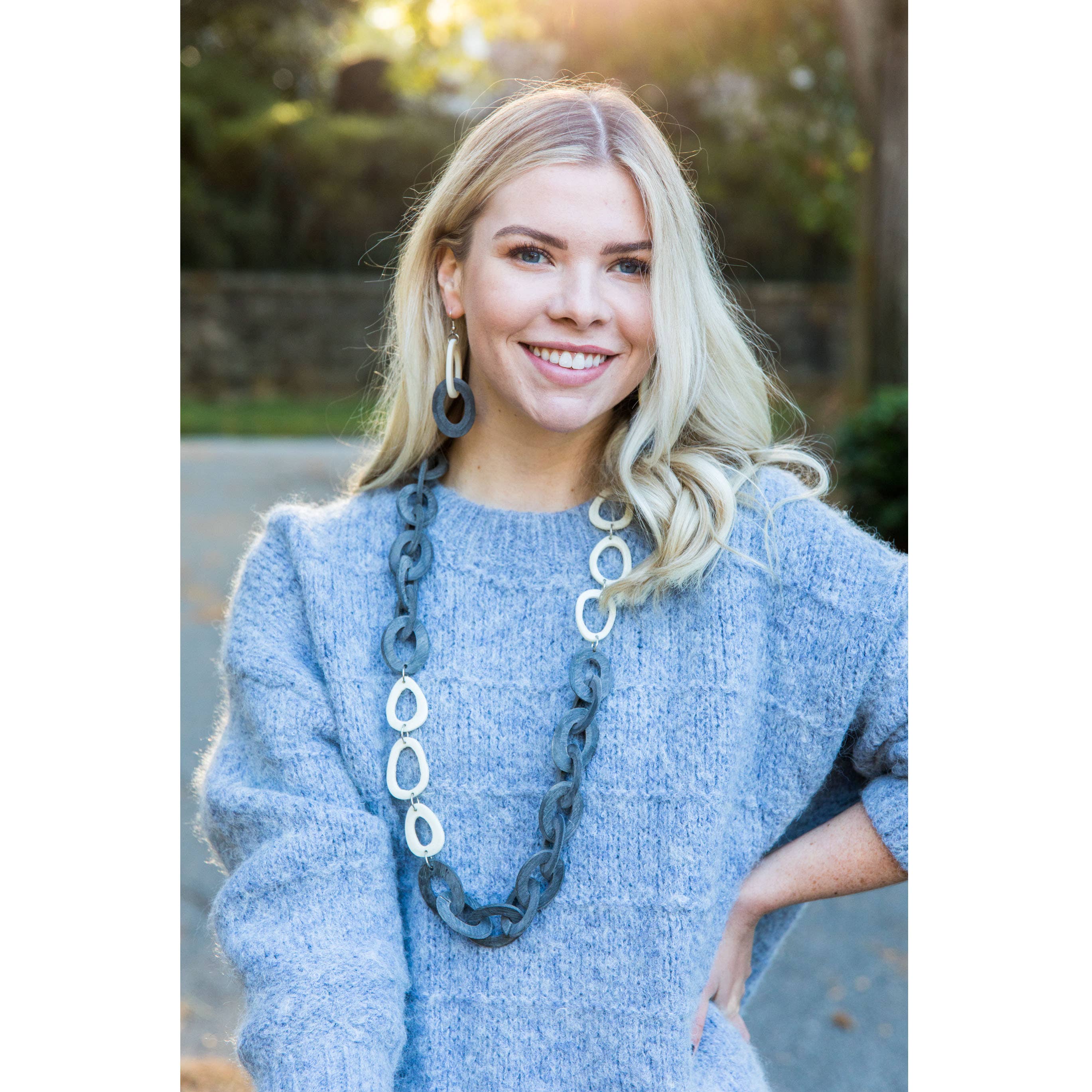 Omala Silver Fog Collection Necklace - Two Color Links