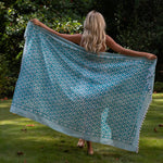 Handcrafted Cotton Sarong - Teal Floral Garden