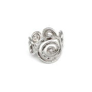 Silver Plated Adjustable Ring - Spiral Circles