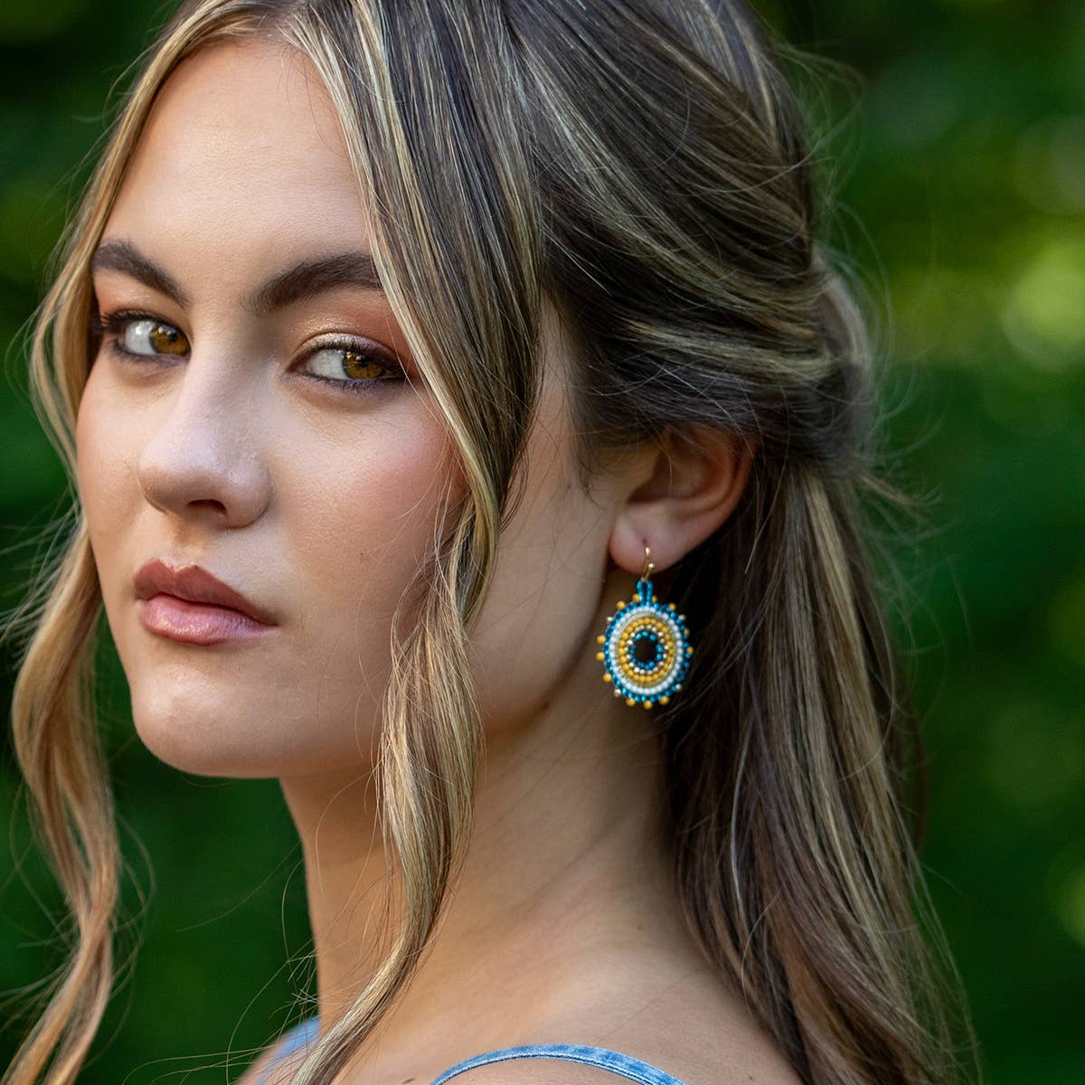 Seed Bead Mandala Hoop Earrings- Multiple Color Styles