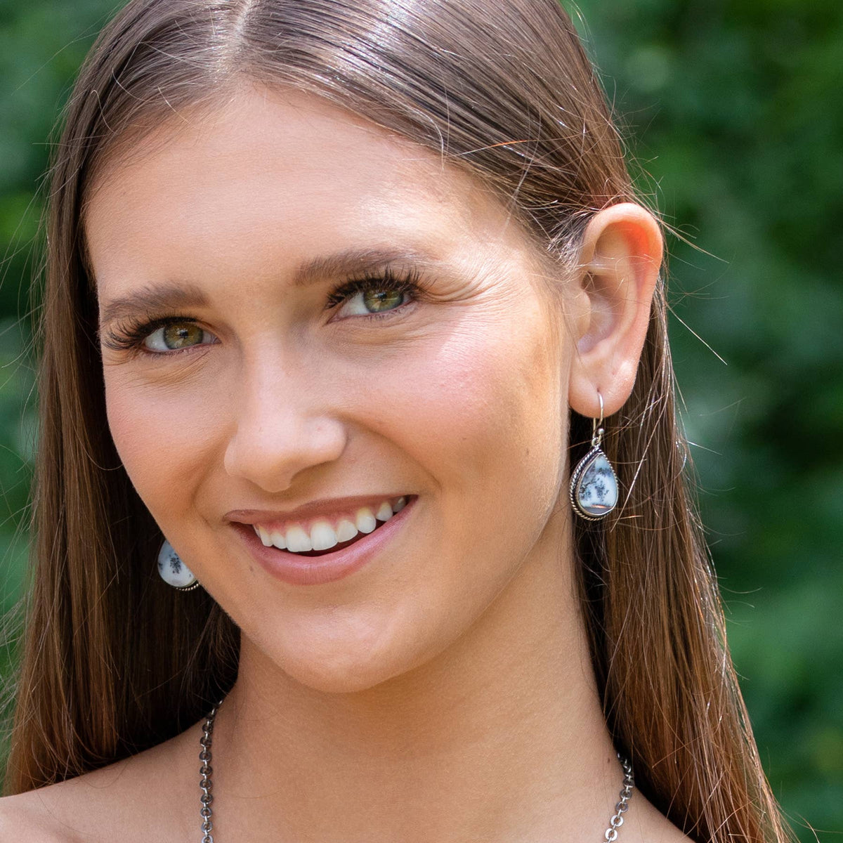 Kashi Semiprecious Stone Earrings - Dendritic Opal
