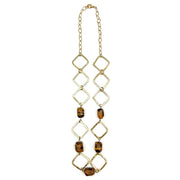 Gold-Plated Long Necklace With Tigerseye Stones