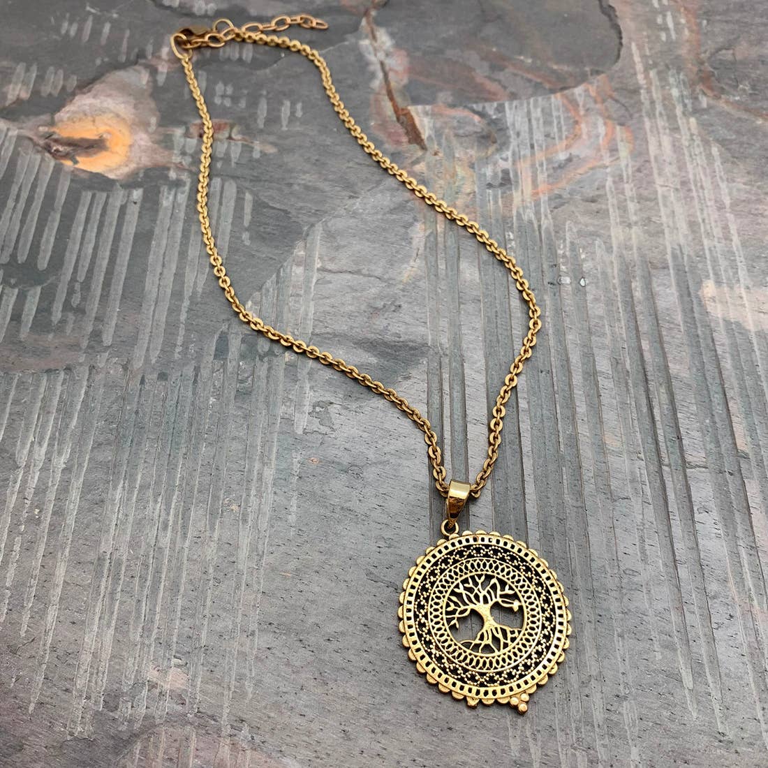 Tanvi Collection Necklace - Gold Tree in Ornate Frame