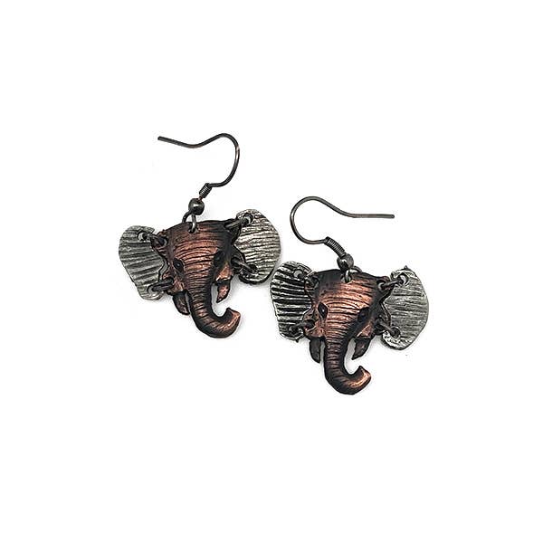 Pewter Earrings - Elephant Head