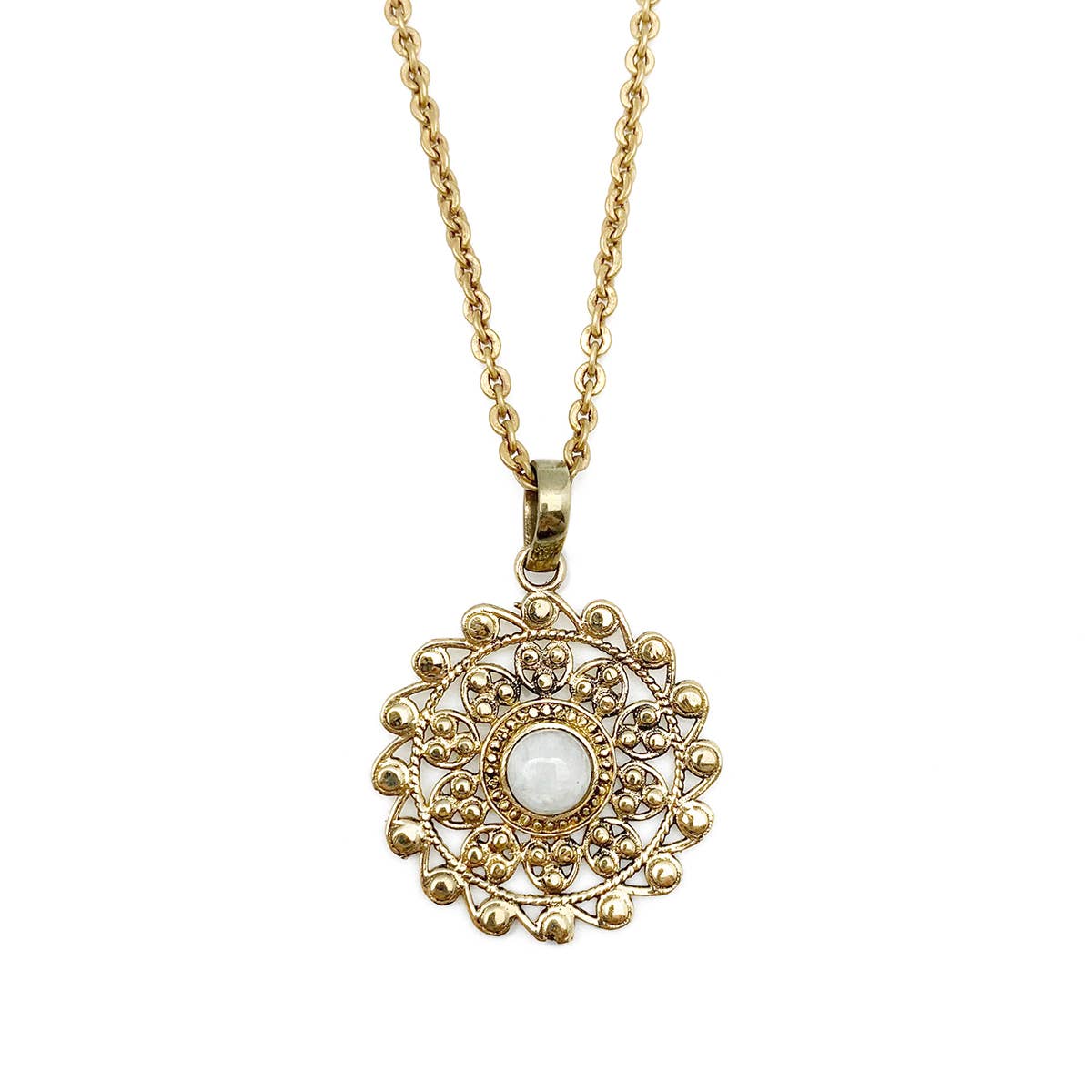 Tanvi Collection Necklace - Gold Waves with Moonstone