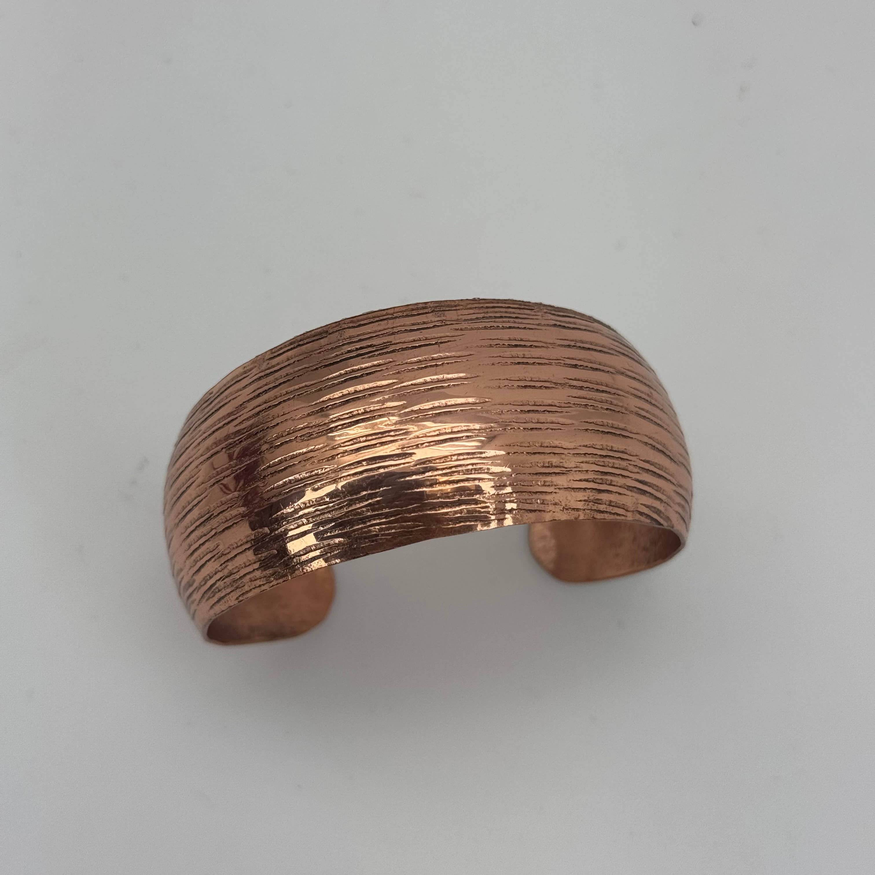 Handcrafted  Ridged Horizon Copper Cuff