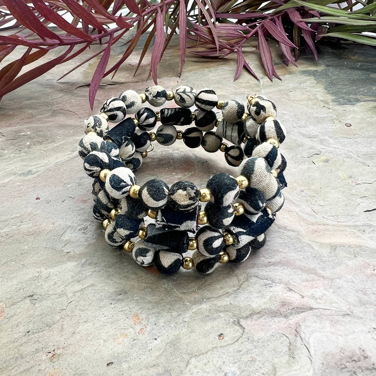 Aasha Monochrome Coil Kantha Beaded & Handcrafted Bracelet