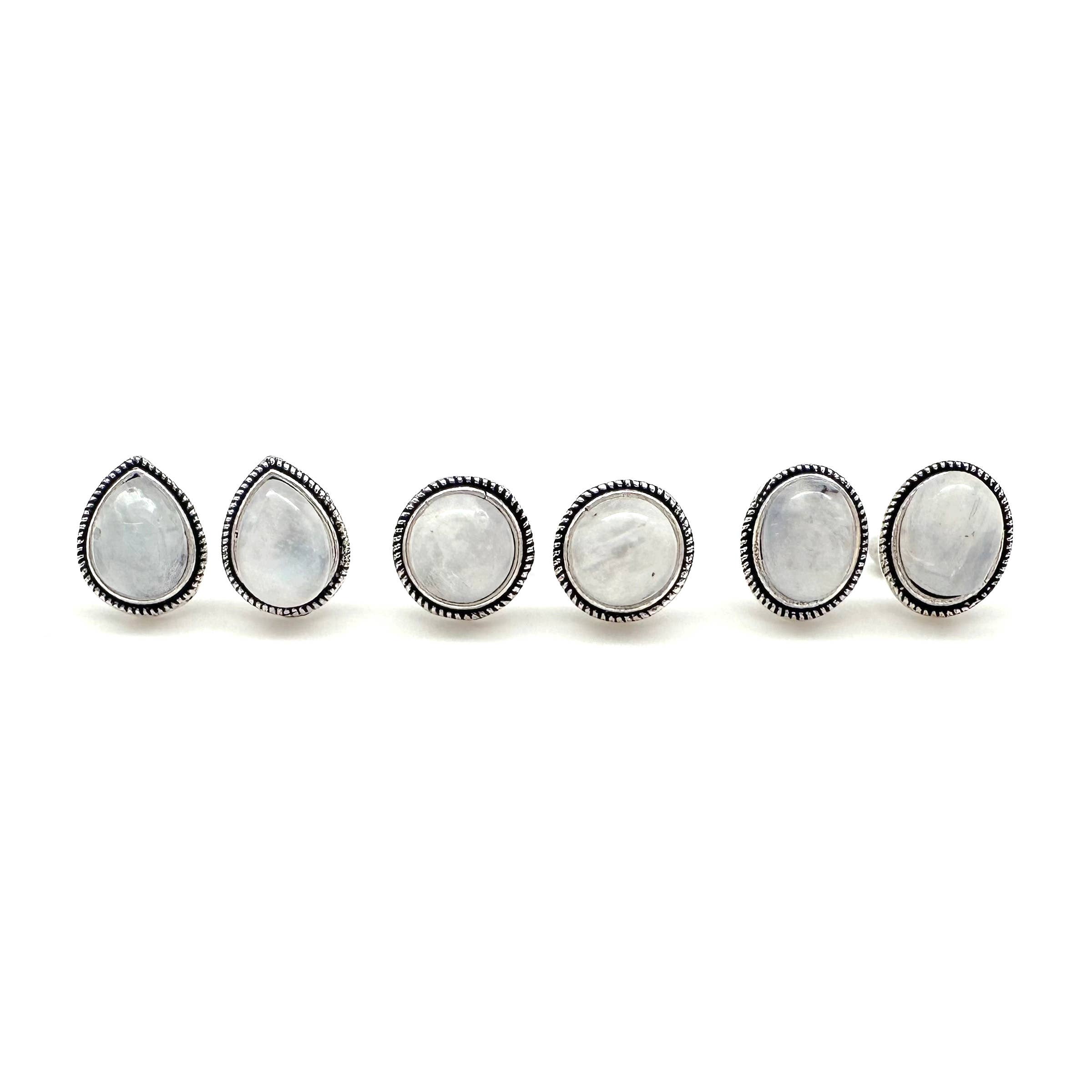 Handcrafted Semiprecious Stone Post Earrings - Moonstone