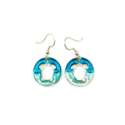 Pewter Earrings with Color Enamel - Teal/Aqua Turtle