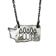 Home State Jewelry - Pewter Necklace - Washington with Roots