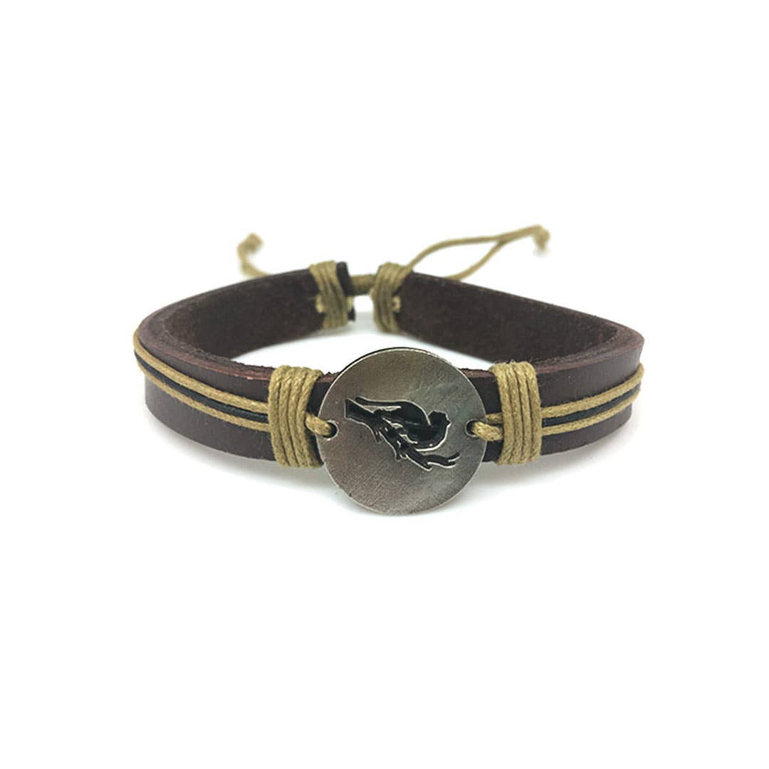 Pull Tie Leather Bracelet - Jaguar on Tree