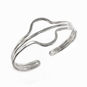 Silver Plated Adjustable Cuff Bracelet - Two Half Circles