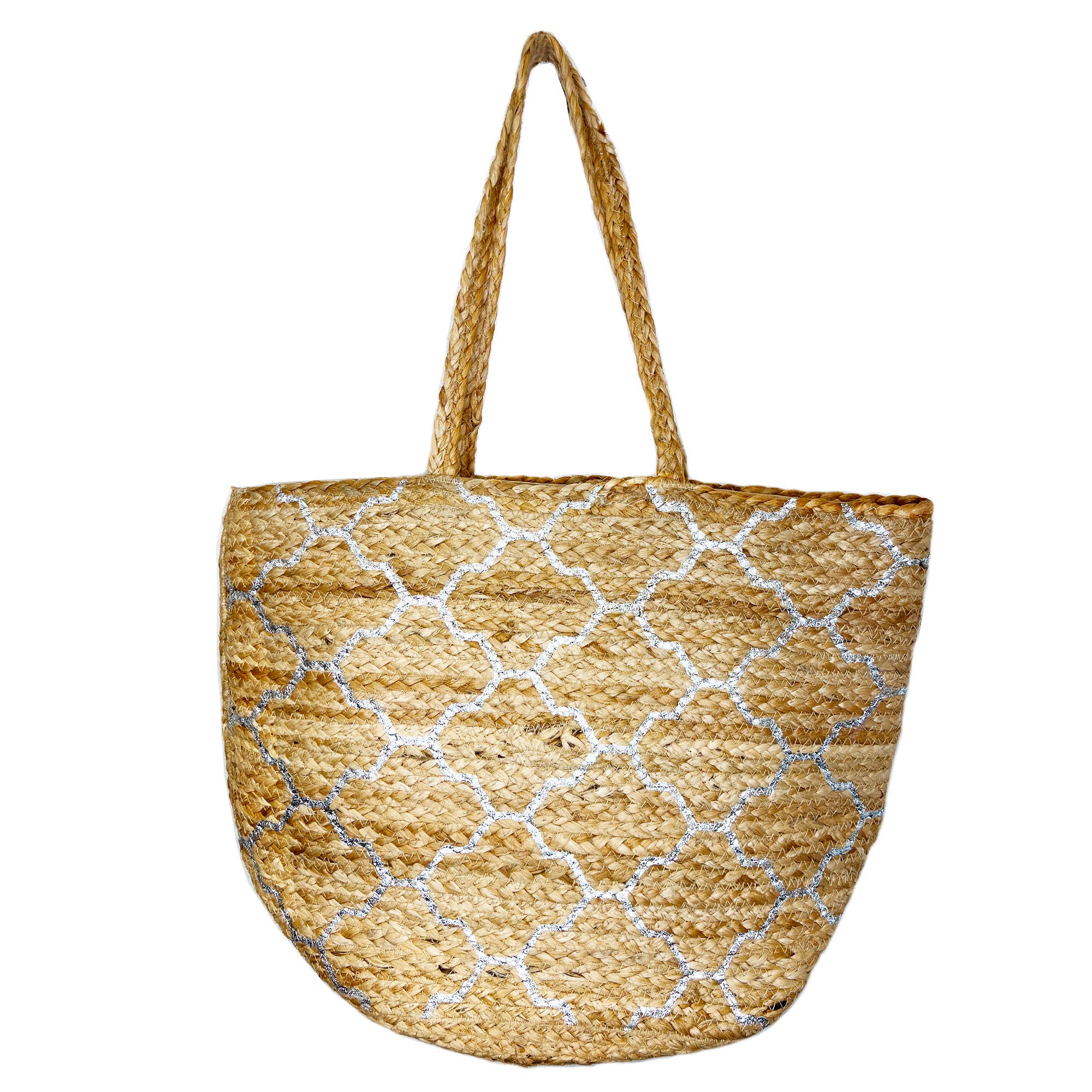 Luna Bag - Jute tote bag with silver pattern