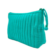Aviva Collection - Quilted Solid Cotton Travel Pouch - Teal