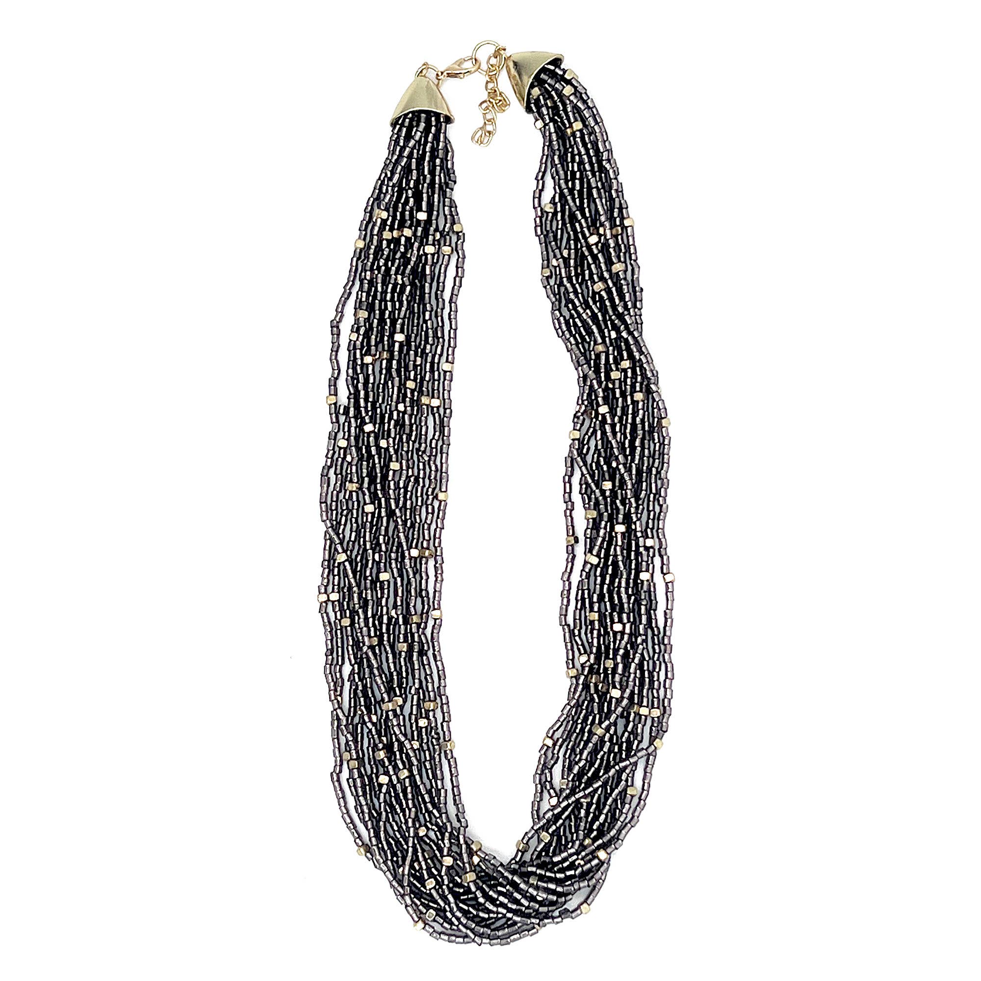 Seed Bead Multi-Strand Bib Necklace - Multiple Color Styles