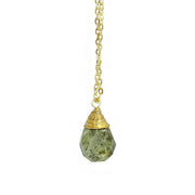 Gold-Plated Prehnite Teardrop Necklace