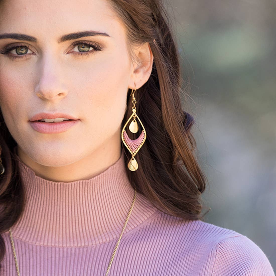 Sachi Desert Arches Collection Earrings - Pink Marquise Drop