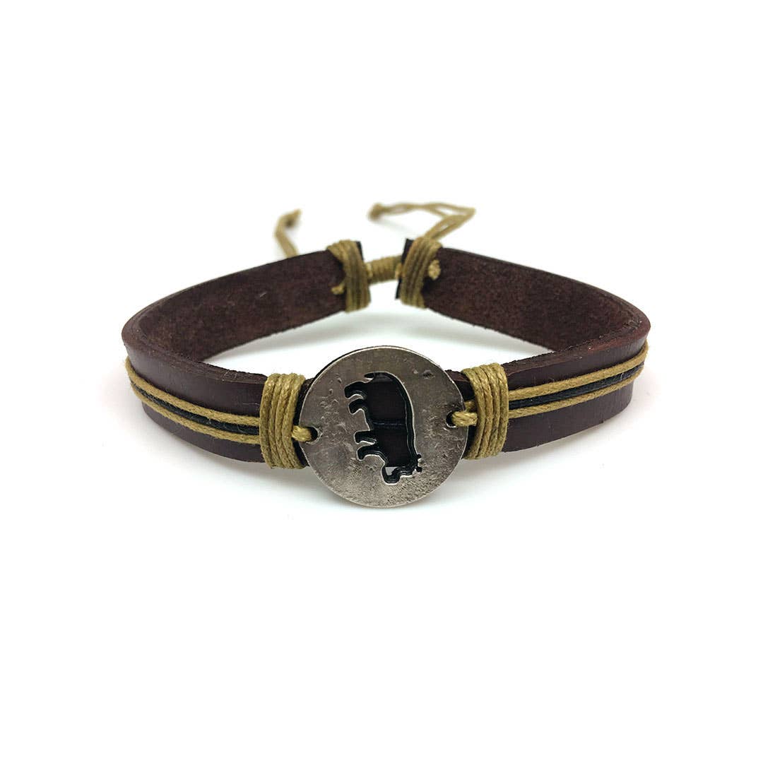 Pull Tie Leather Bracelet - Hippo