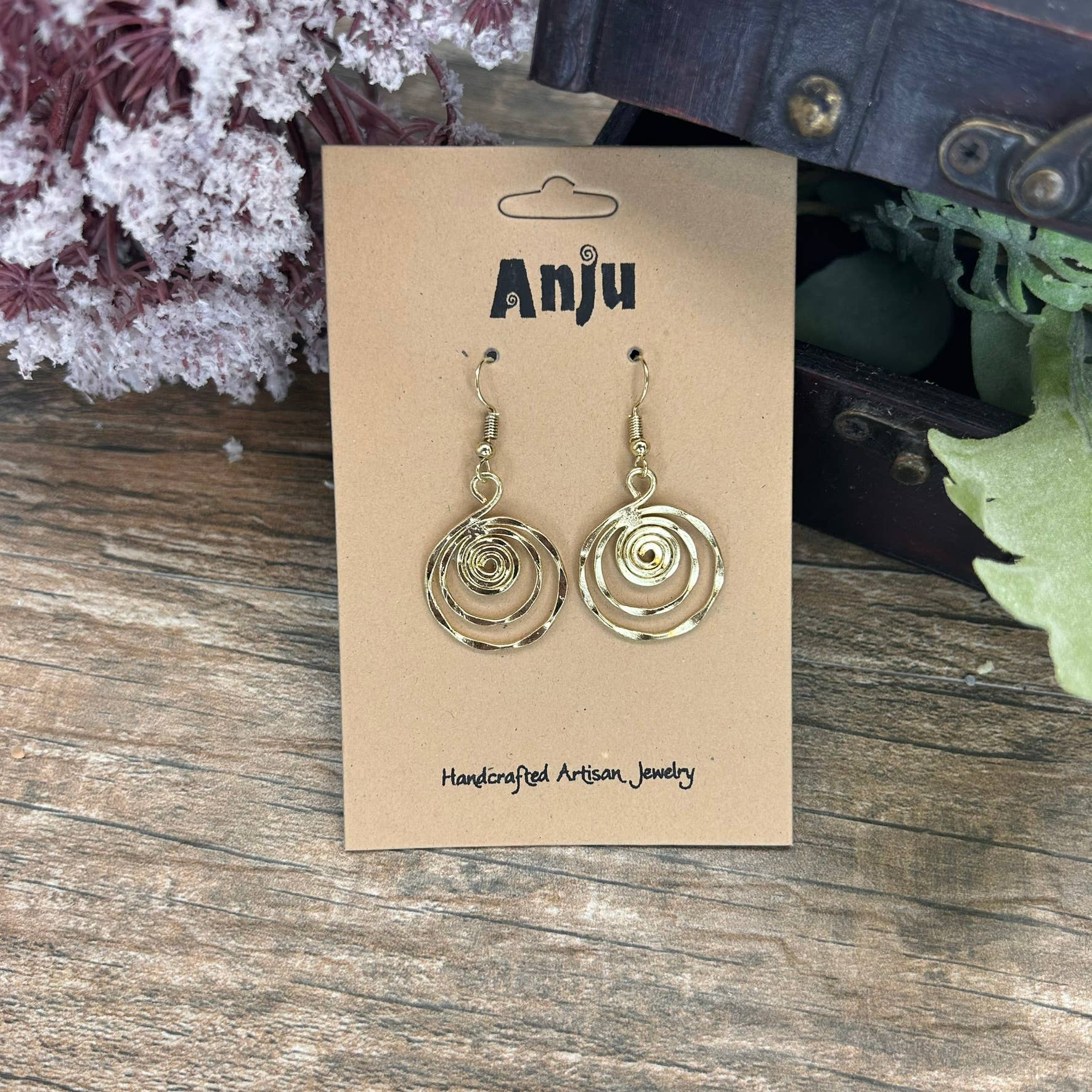 Gold Plated Earrings - Smaller Size Spiral Circle