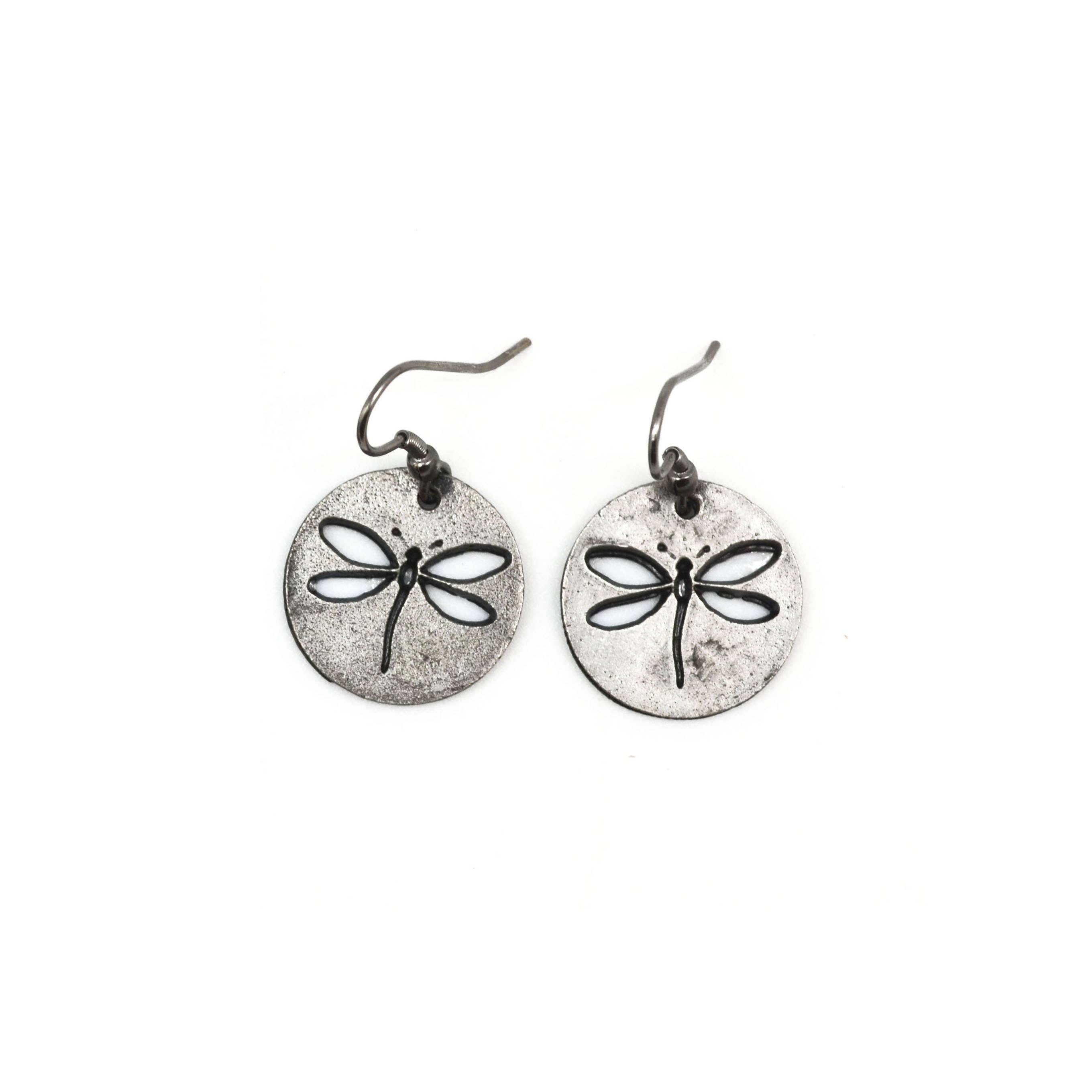 Pewter Earrings - Dragonfly