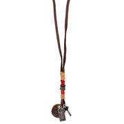 Aadi Leather Necklace with Coin, Cross, Tag Charms