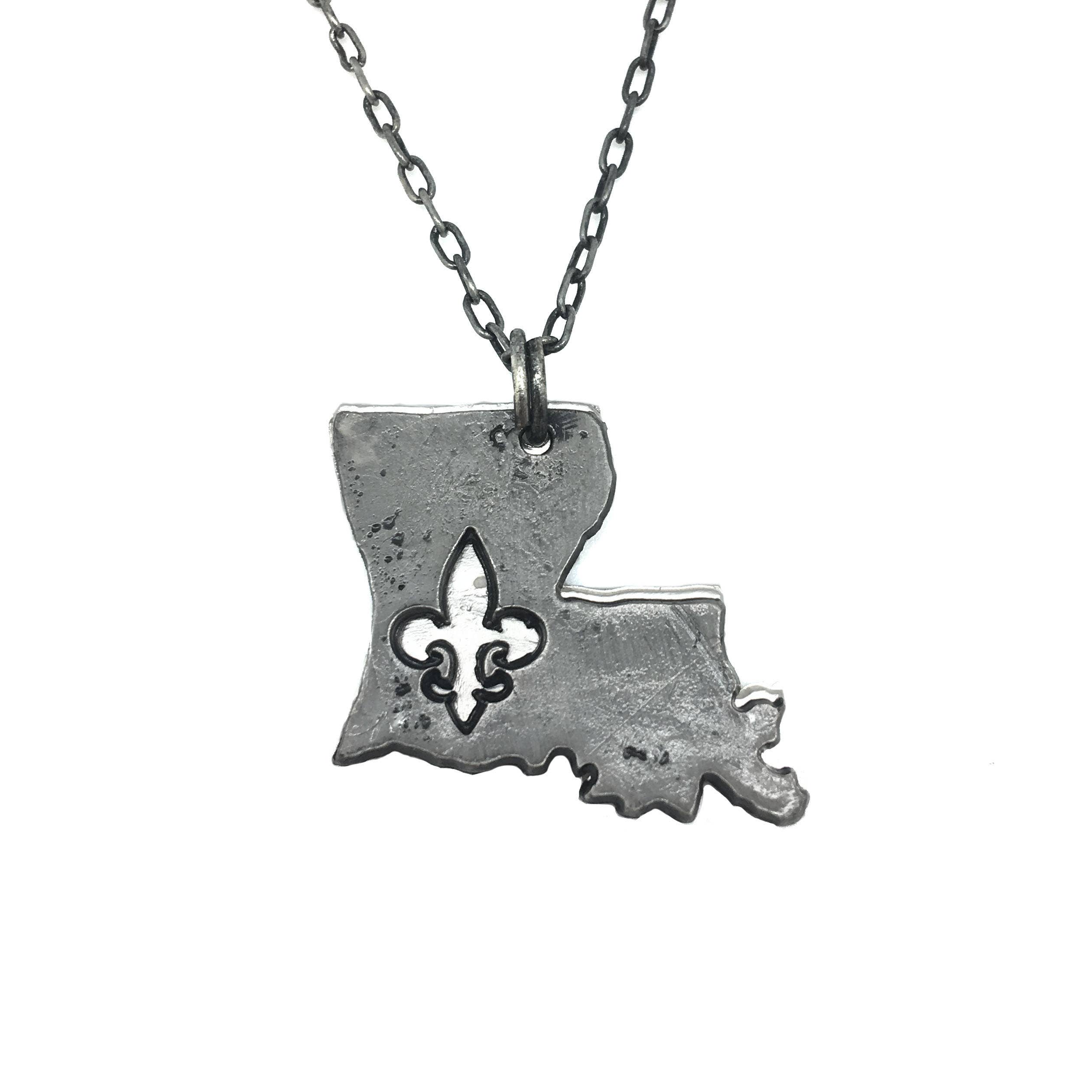 Home State Jewelry - Pewter Necklace Louisiana Fleur-de-Lis