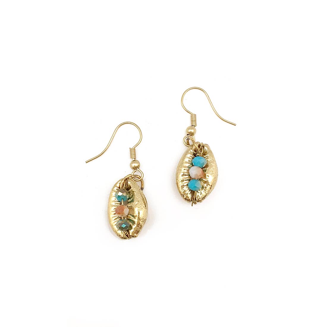 Sachi Golden Coastline Collection Earrings - Beaded Cowries