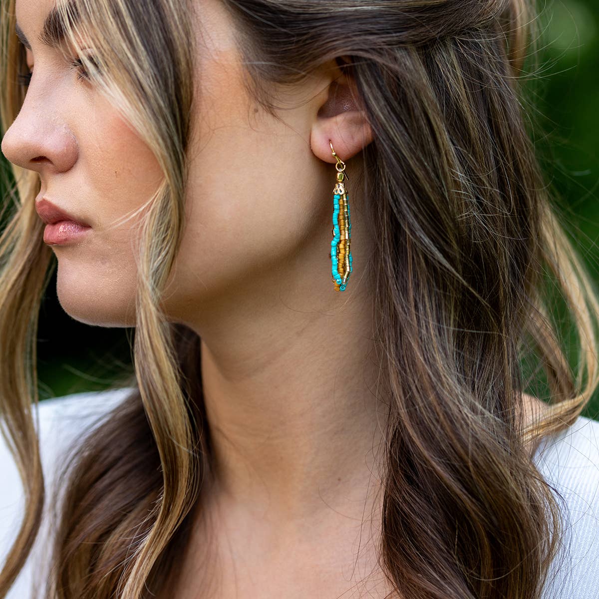 Seed Bead Simple Tassel Earrings - Multiple Color Styles