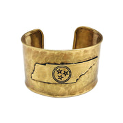 Antique Brass Adjustable Cuff Bracelet - Tennessee Tri-Star
