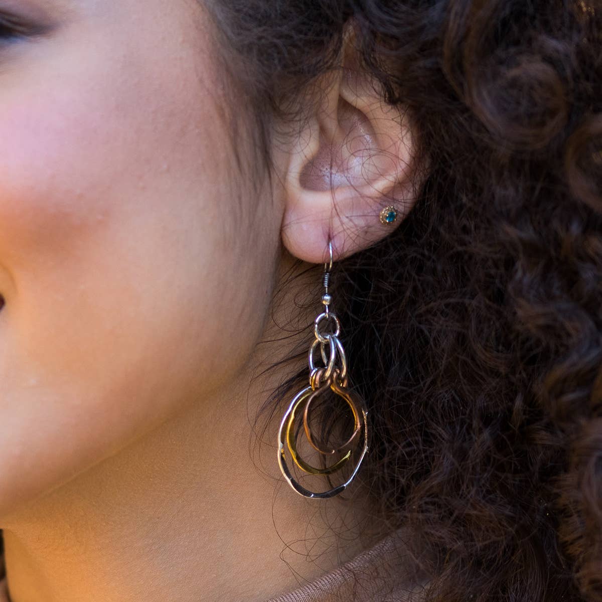 Banjara Hammered Open Circles Earrings