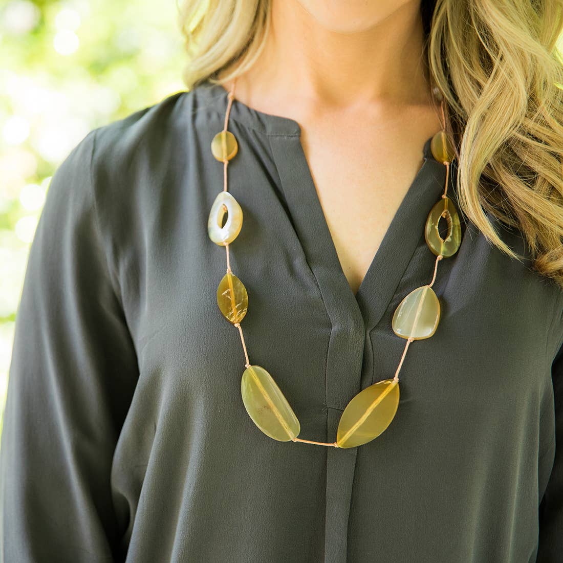 Omala Necklace - Oval Beads on Thin Cord