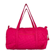 Aviva Collection - Quilted Solid Cotton Duffle Bag - Fuchsia