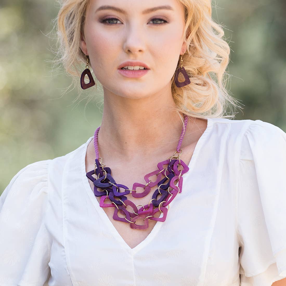 Omala Primrose and Plum Collection Necklace - Abstract Layer