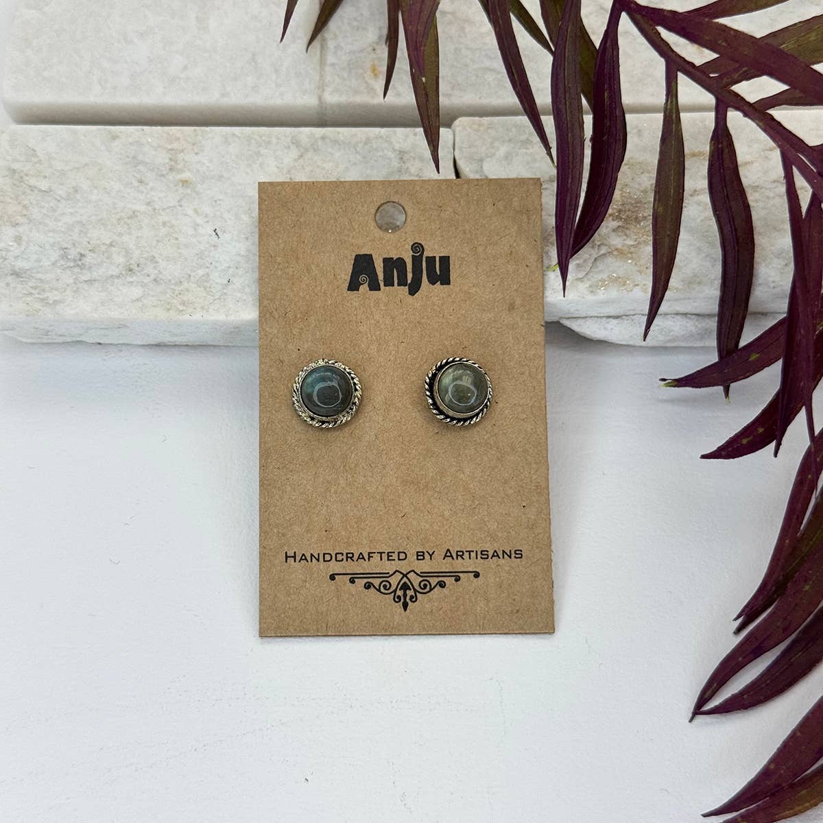Handcrafted Semiprecious Stone Post Earrings - Labradorite