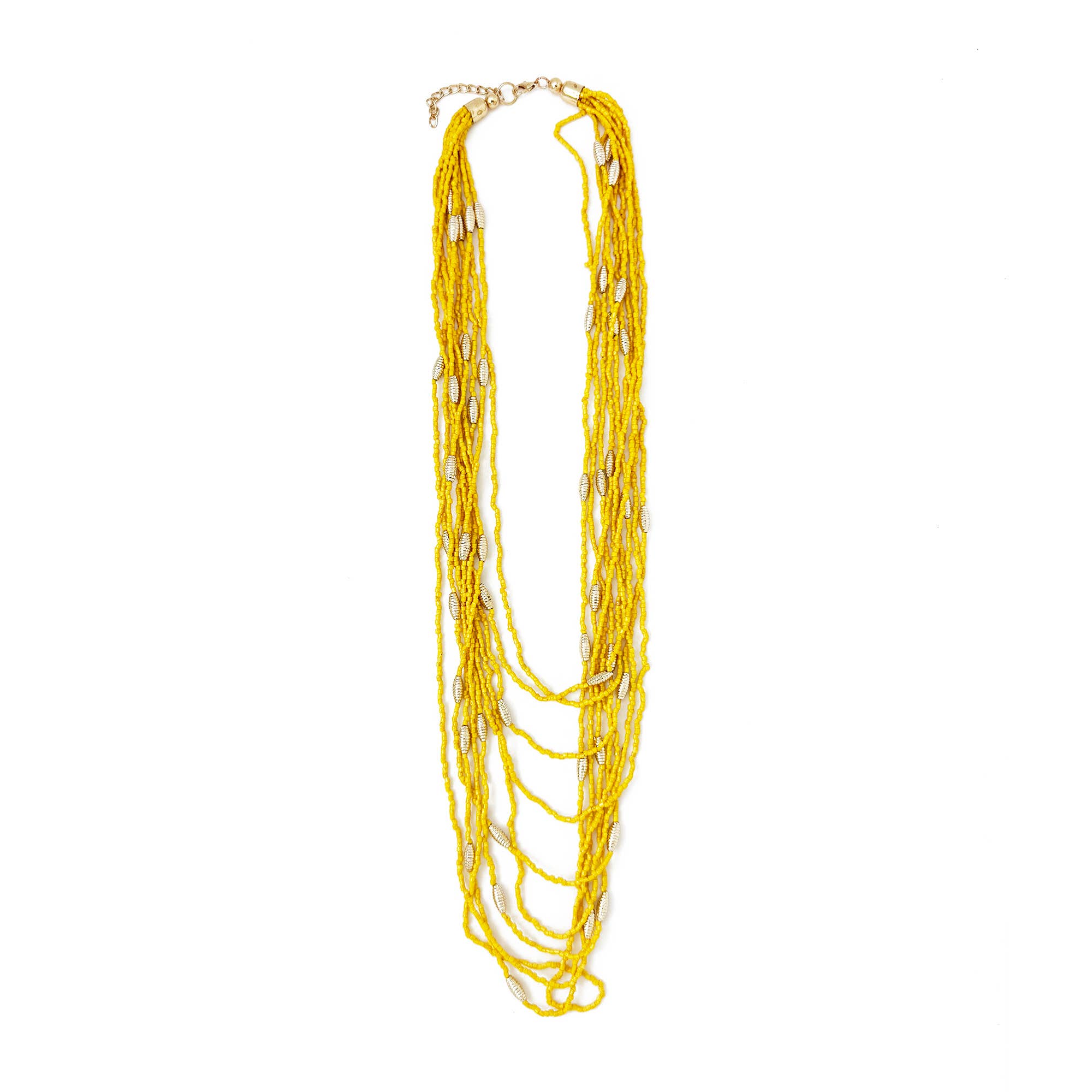Seed Bead Multi-Strand Necklace - Yellow