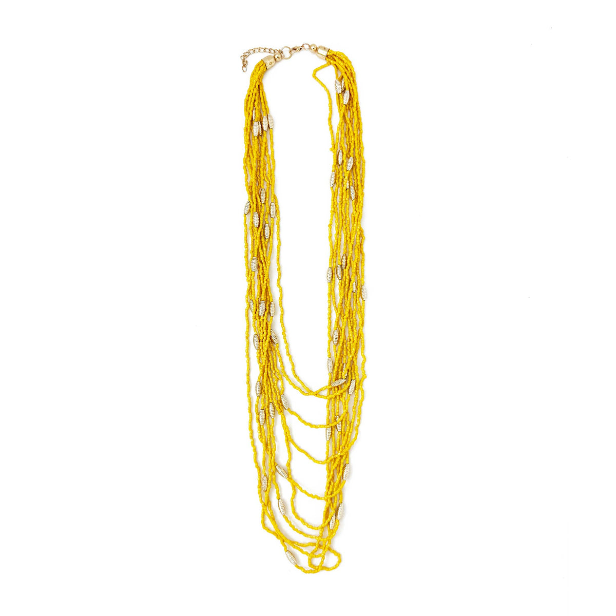 Seed Bead Multi-Strand Necklace - Yellow
